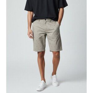 Quiksilver Mens Size 36 Light Gray Chino Shorts With Subtle Palm Tree Embroidery